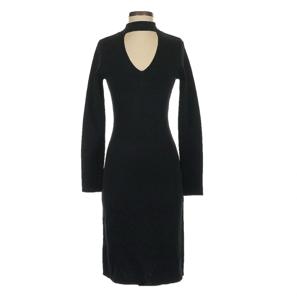 NWT Eliza J Black Choker Stretch Knit Long Sleeve Bodycon Dress - Picture 4 of 9
